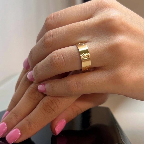 18K Gold Plated Gold Screw Love Ring Size 7 - Picture 3 of 6